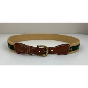 VTG Men Dooney & Bourke leather canvas hunting bird graphic belt, 32